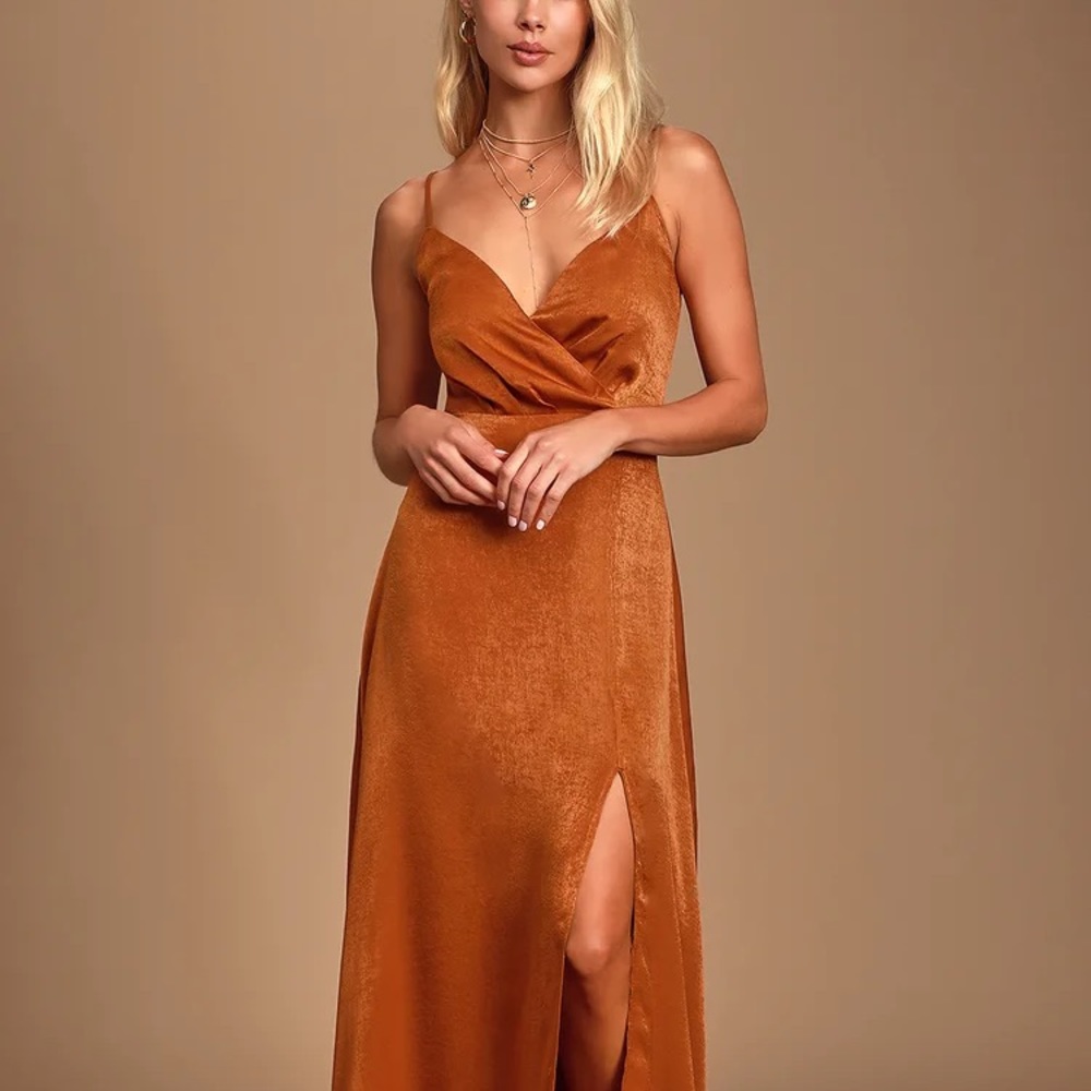Lulu’s Constantine Rust Orange Maxi Dress